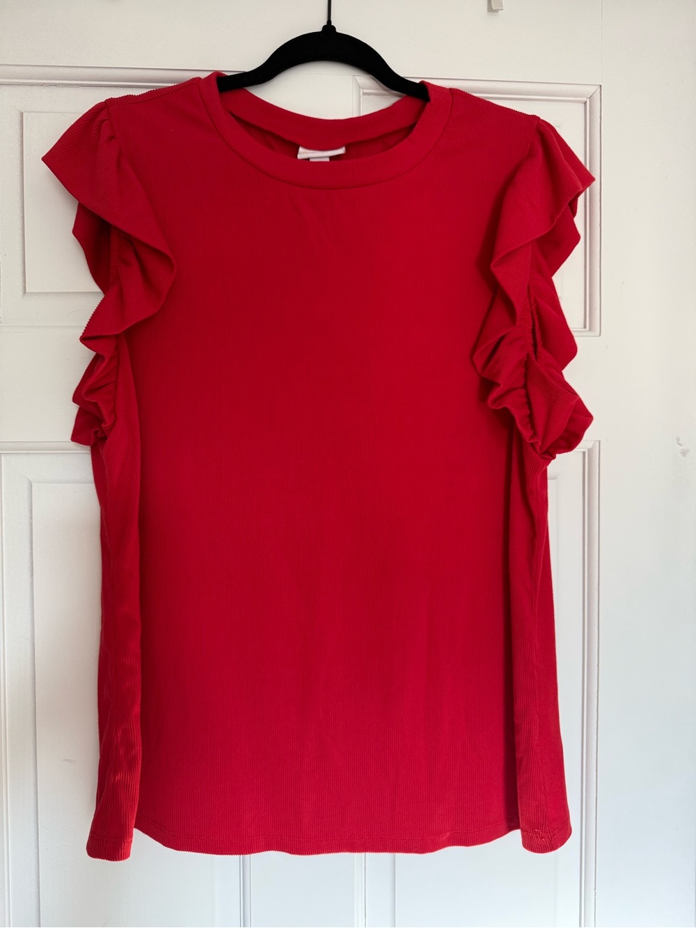 LuLaRoe Bright Red Ruffle Sleeve Tank Top